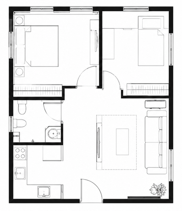 After floor plan showing the corrected design