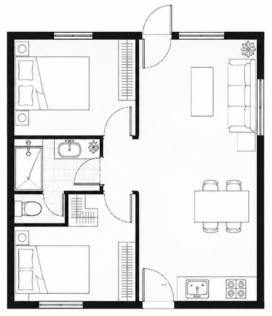 After floor plan showing the corrected design
